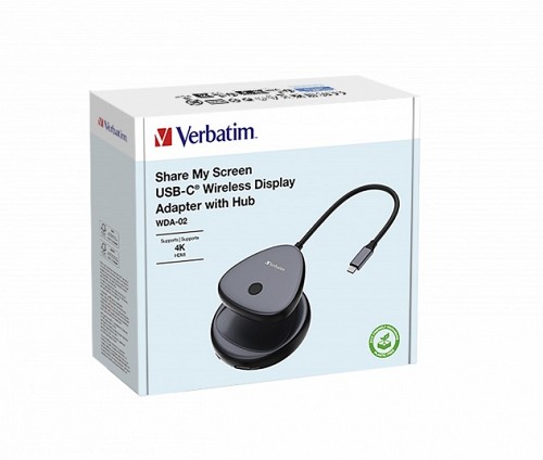 Verbatim Share My Screen USB-C Wireless Display Adapter 4K with Hub WDA-02