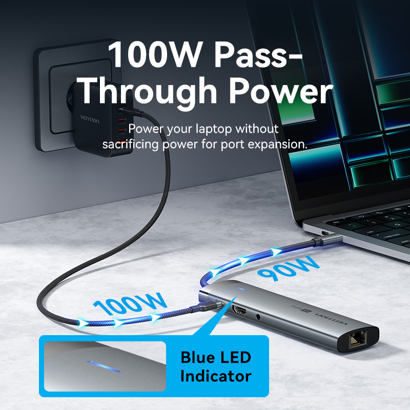 Vention HUB USB-C 1xUSB-C 3.2/USBA3.0/USBA2.0/HDMI 4K60Hz/RJ45/SD/3.5mm/PD TGVHB