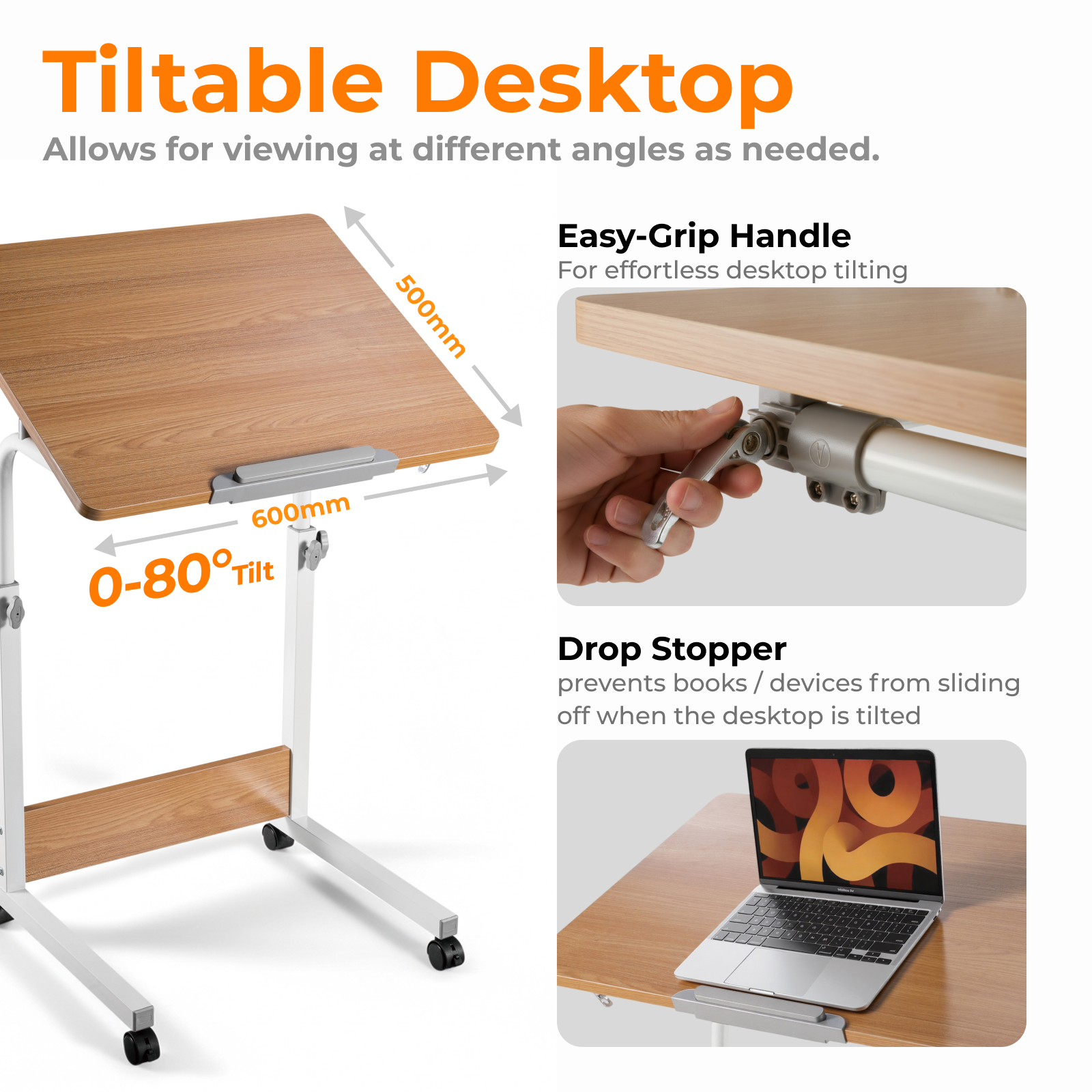 Lumivida Computer Tray Desk Mobile Height Adjustable 50x60cm FWS10-3