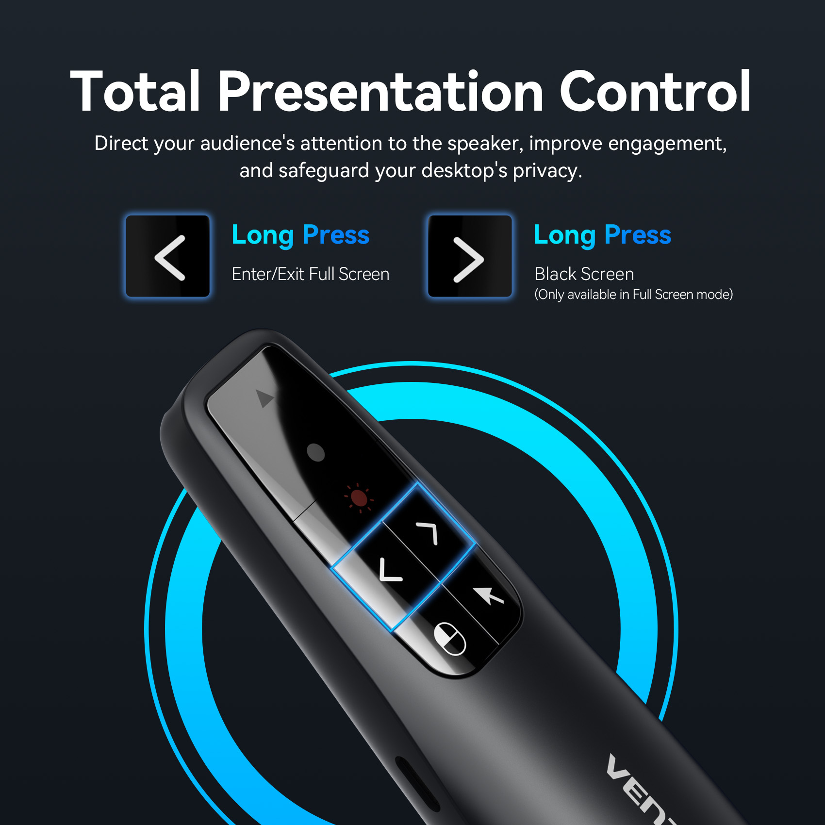 Vention Wireless Presenter Red Laser Pointer & Air Mouse Rechargeable KQPB0