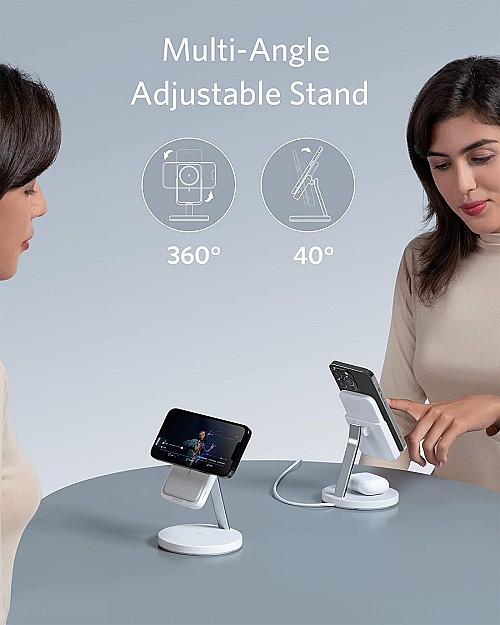 Anker PowerWave Mag-Go 2-in-1 5K Magnetic Powerbank And Wireless Stand 5000mAh White