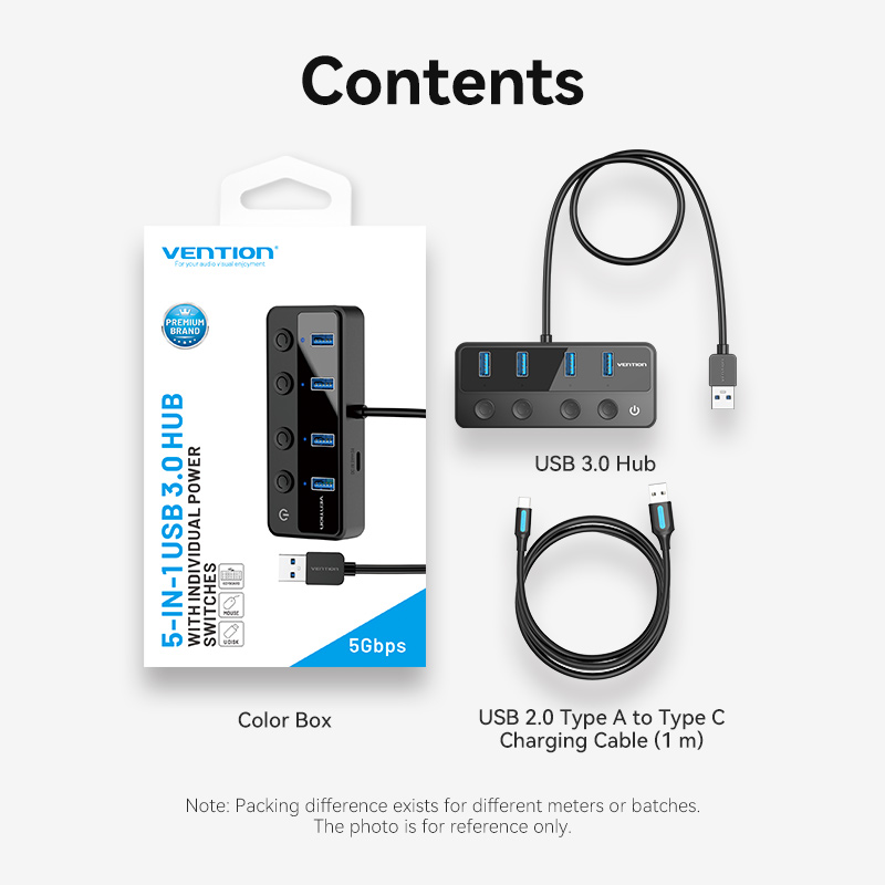 Vention HUB USB-C 4 x USB3.0 with Indiv.Power Switches 1.0m CHWBF