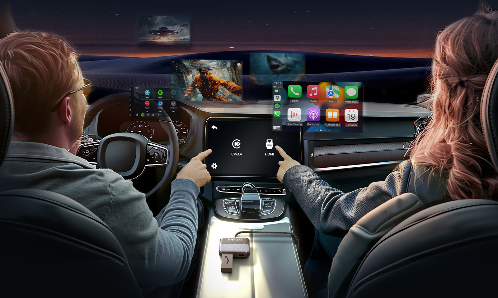 MINIX CAR Wired to Wireless CarPlay/Android Auto/HDMI-IN USB Media Hub CA361 Plus