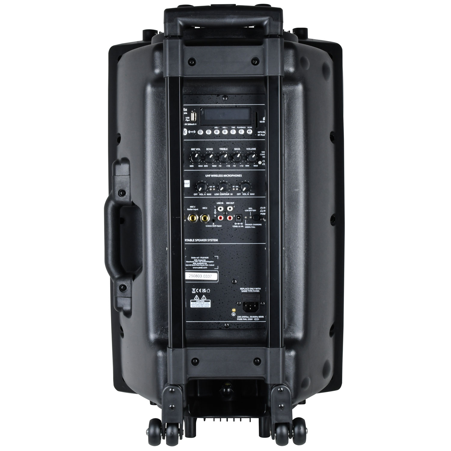QTX QR15PA (2025) 15'' Professional Portable Karaoke & PA Speaker with 2x Wireless UHF Microphones, BT USB & FM 178.816UK