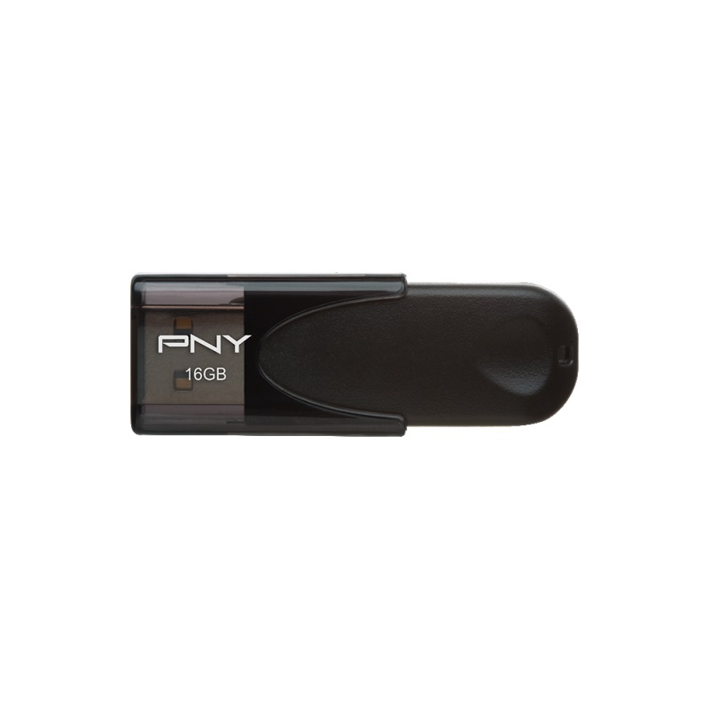 PNY Flash Drive Attache 4 USB 2.0 Stick 16GB Capless Slider Black FD16GATT4