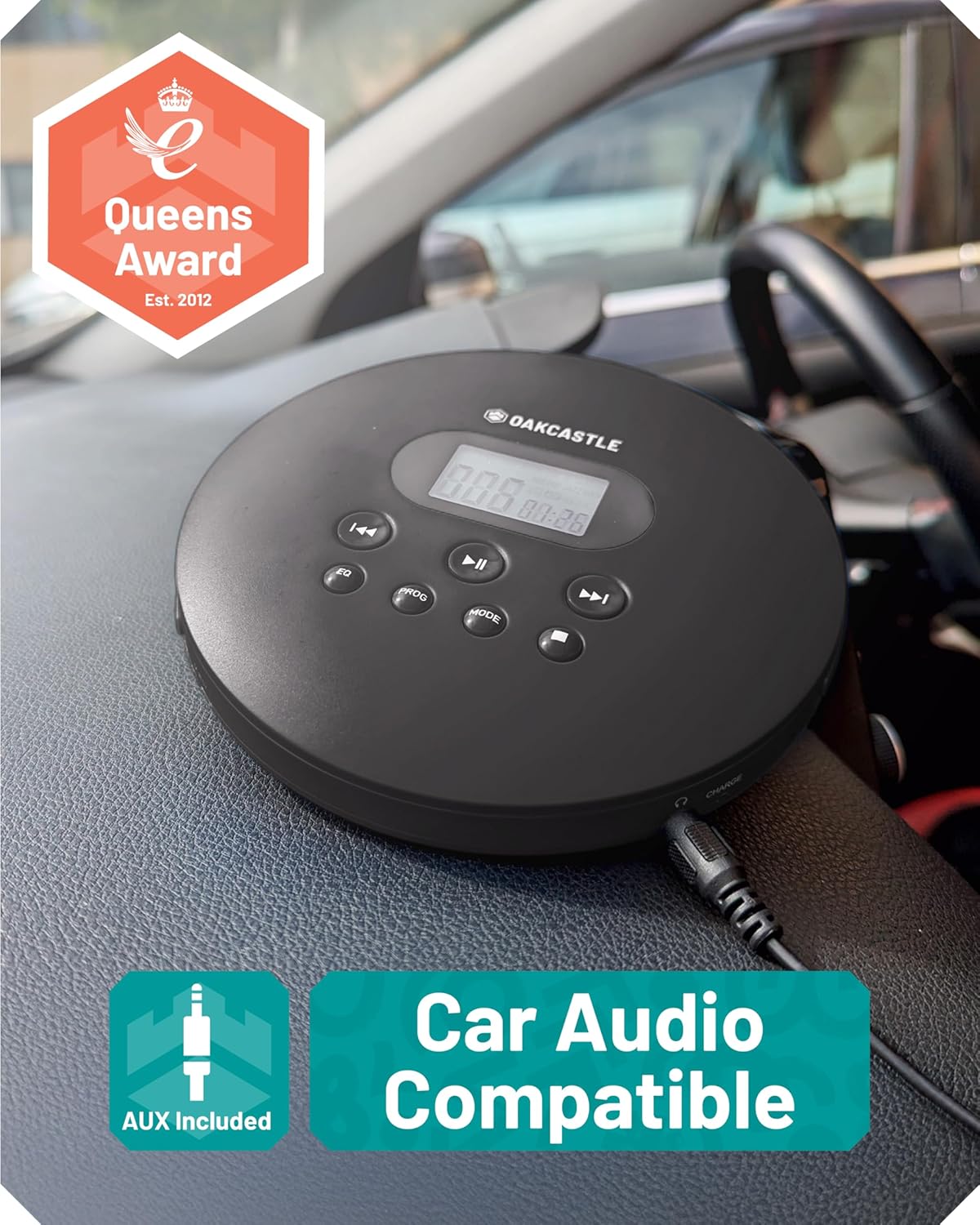 Majority Oakcastle CD100 Portable & USB-C Rechargeable CD Player with Bluetooth incl Free Earphones