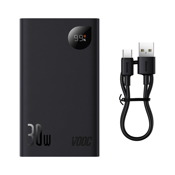 Baseus Adaman2 powerbank with digital display 20000mAh 30W 2 x USB / 1x USB Type C Power Delivery Quick Charge SCP, Oppo Super VOOC Black