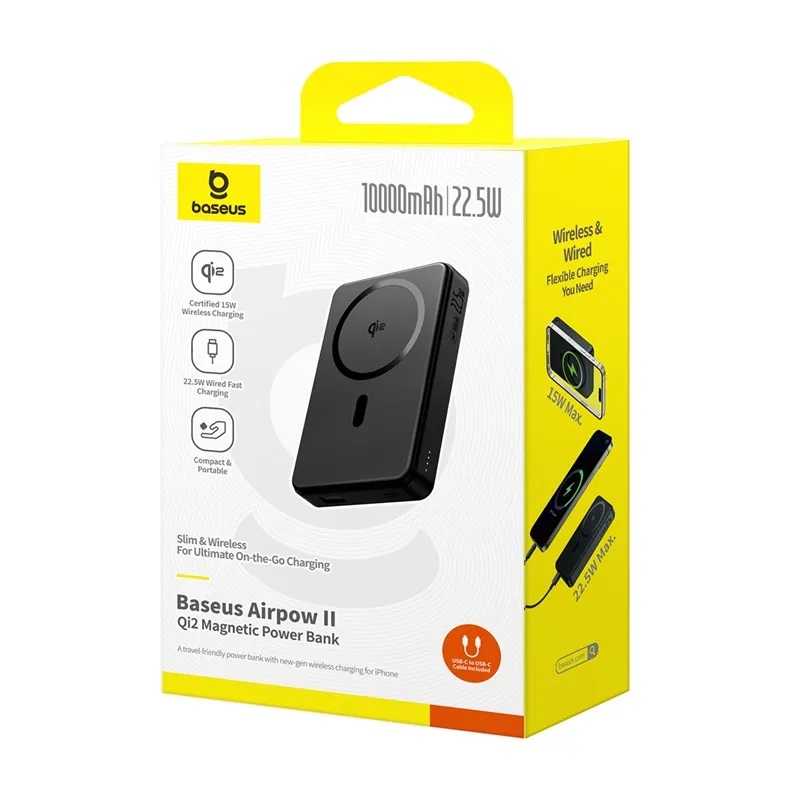 Baseus Powerbank Wireless 22.5W 10000mAh 15W Qi2 Airpow  Black