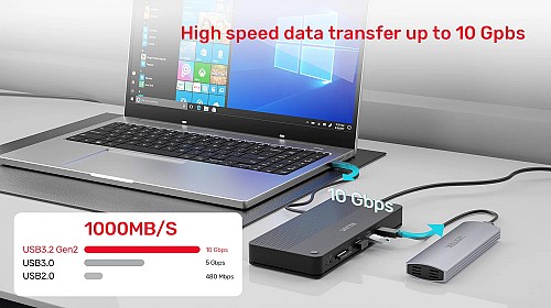 Unitek USB-C Hub USB3.2 KVM HDMI/Gb/SD/Audio/PD100W D1077A