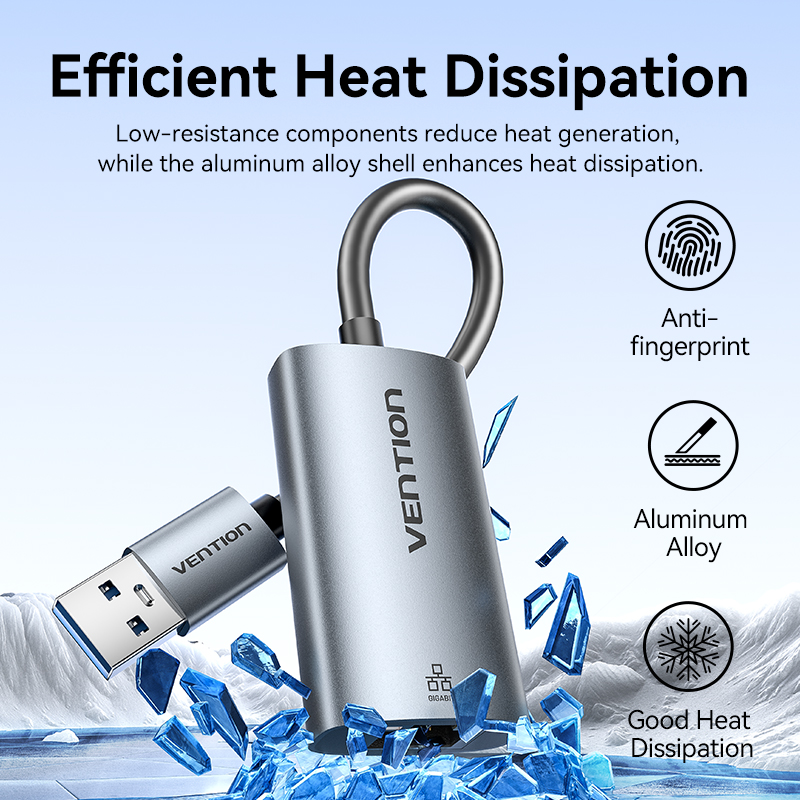 Vention Converter USB-A to Gigabit LAN Aluminium Grey CEZHB