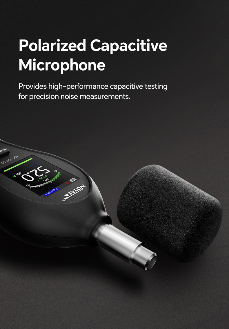 Noyafa Sound Level Meter with Dual A/C Weighting, Real-Time Alarm & Color LCD Display NF-562S