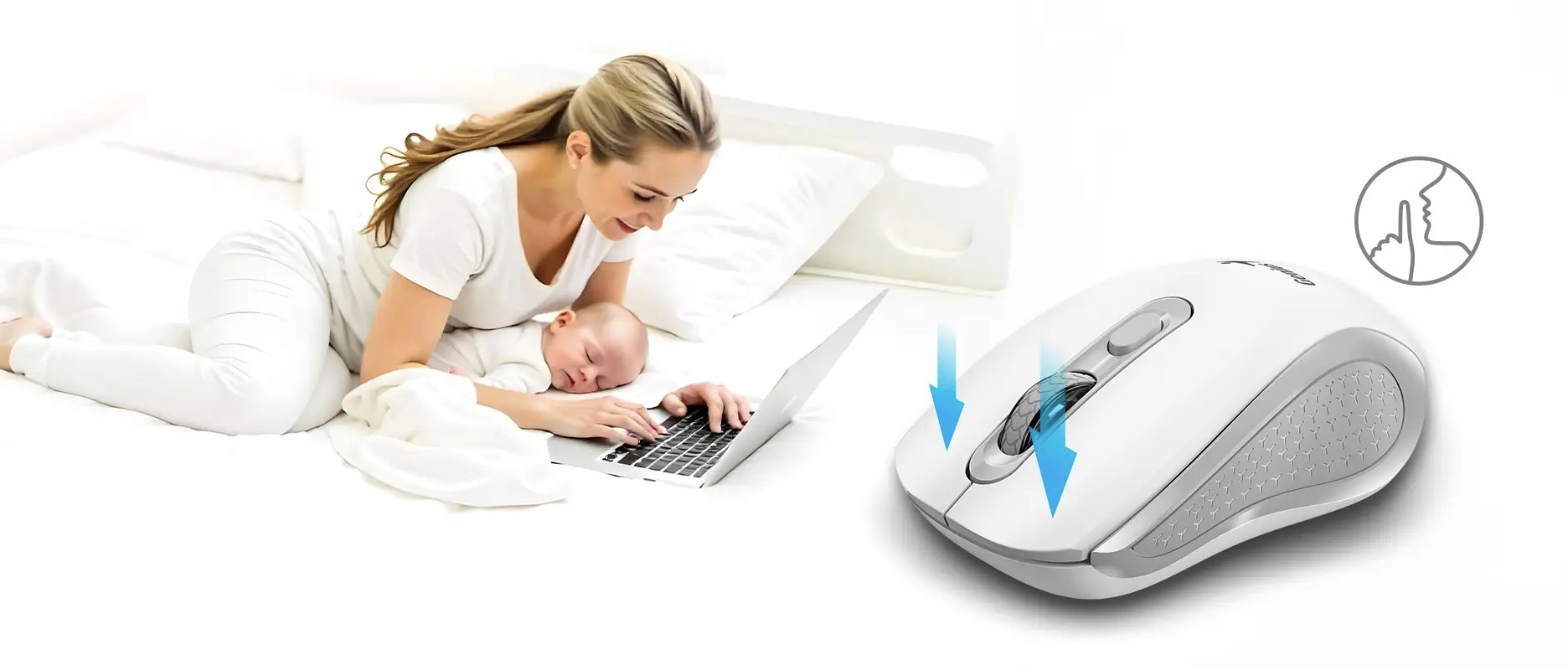 Genius Mouse Wireless Silent Ergonomic AI NX-8025 White