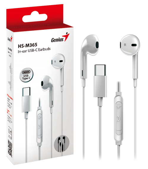 Genius Mobile Headset In-Ear USB-C Inline Control HS-M365 White