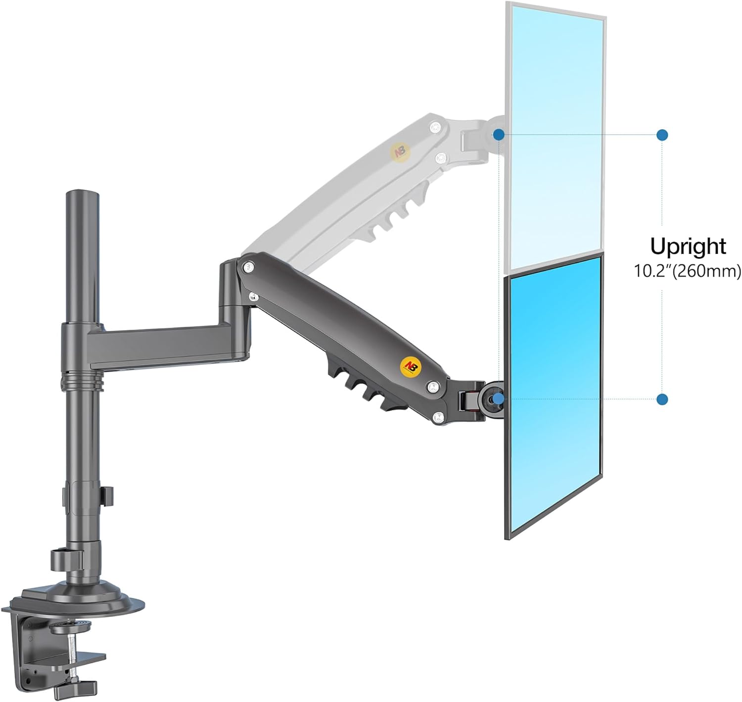 NBMounts H100 Single Arm Gas Desktop Monitor Mount (upgraded version)