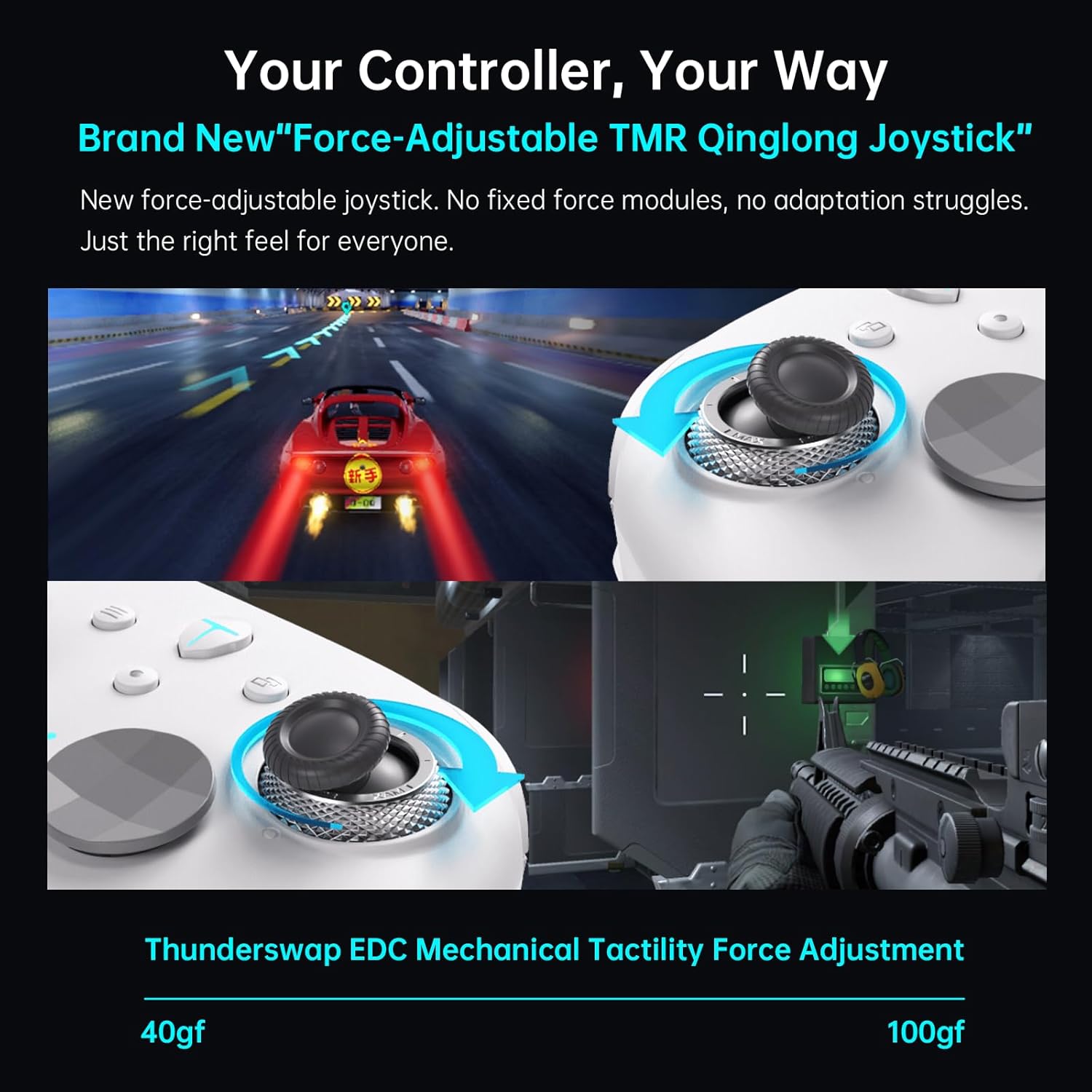Thunderobot PC Gamepad Wireless G80 ThunderSwap ,Dual TMR Triggers, Optical Buttons, 1000Hz Polling Rate, RGB Backlight