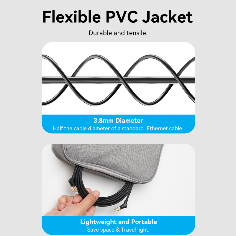 Vention NETWORK Cable Cat8 STP Rotate Right Angle Slim 1.0m Black IKLBF