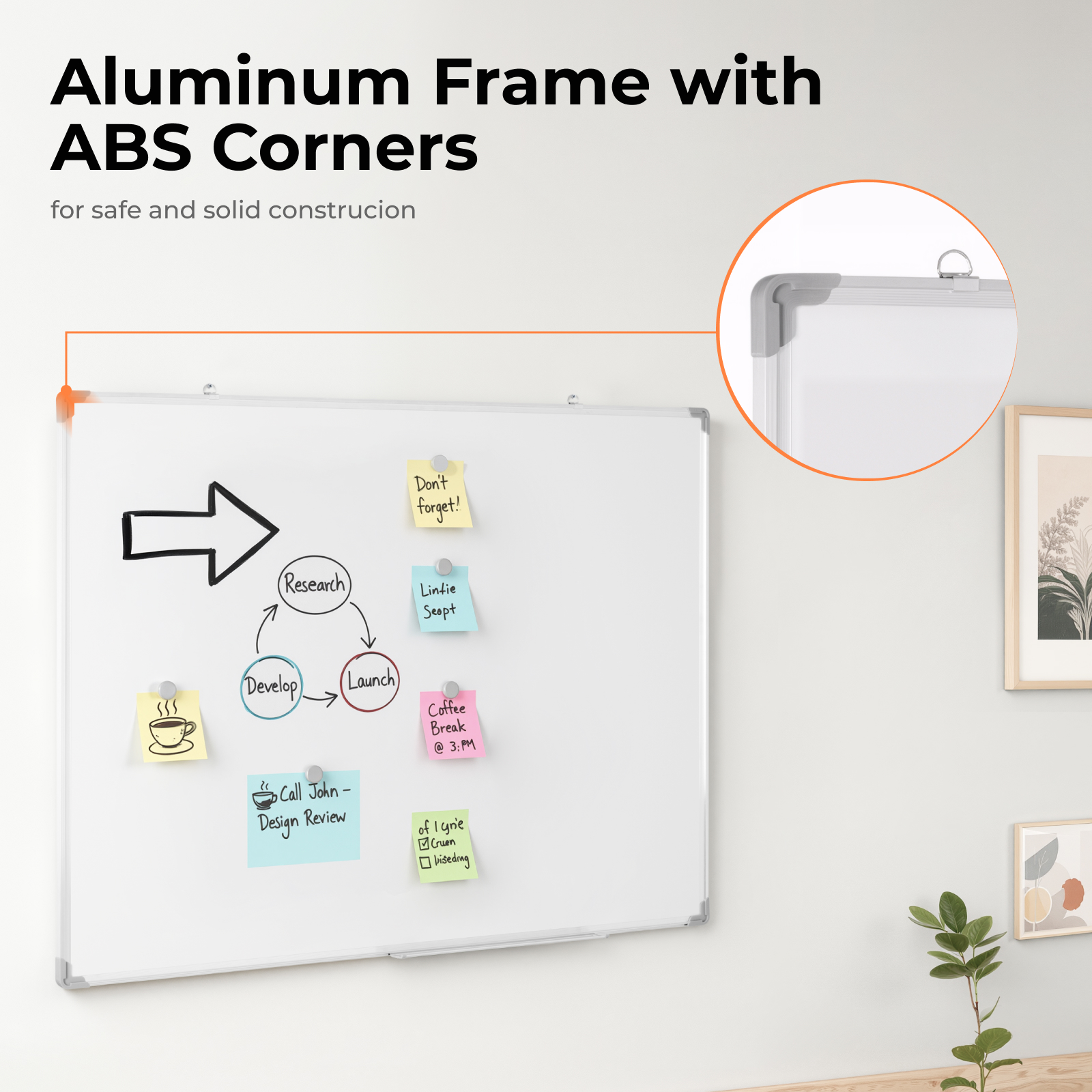 Lumivida Whiteboard Magnetic Dry-Erase Wall-Mounted Medium WB02-2