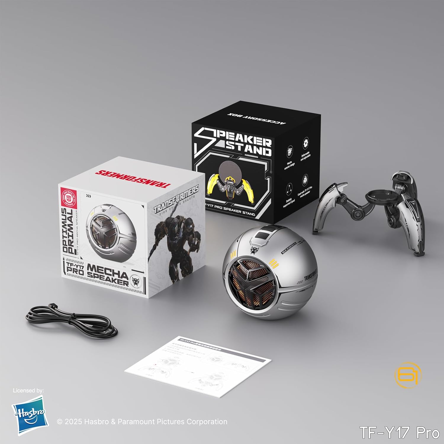Transformers Portable BT Speaker, Hi-Fi 57mm Driver,  RGB Speaker with Detachable Foldable Tri-Pedal Stand, TF-Y17 PRO Gray