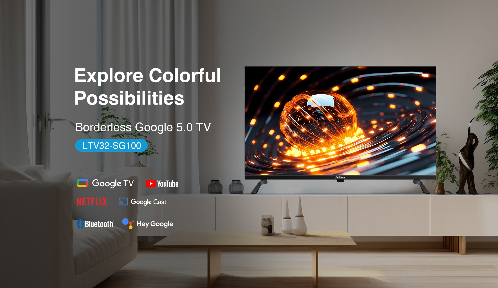 Dahua LTV32-SG100 32'' HD Google TV with HDR10, Dolby Digital Plus & Voice Control Remote