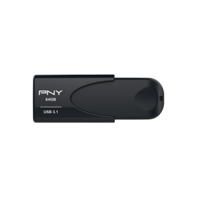 PNY Flash Drive Attache 4 USB 3.1 Stick 64GB Capless Slider Black FD64GATT431KK