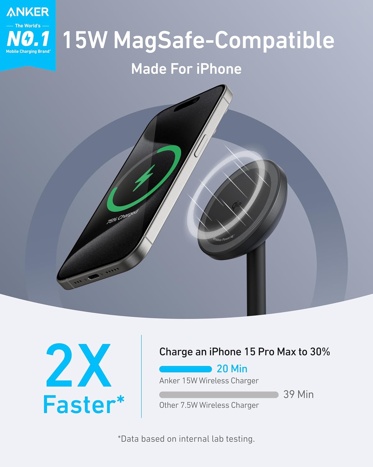 Anker Mobile Charger Wireless MagGo Stand Black