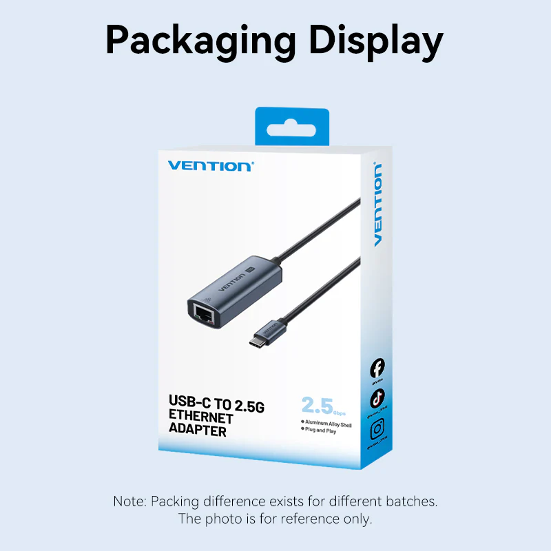 Vention Converter USB-C to 2.5 Gigabit Lan Aluminium Grey CFTHB