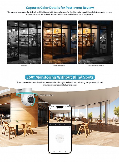 Dahua IP 3.0MP 3.6mm Wifi PT Dome Dual Illumination P3B-PV