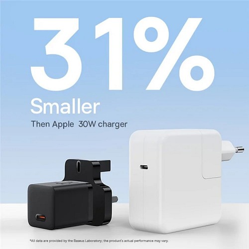 Baseus Charger Wall 30W USB-C UK MINI GaN5 Black