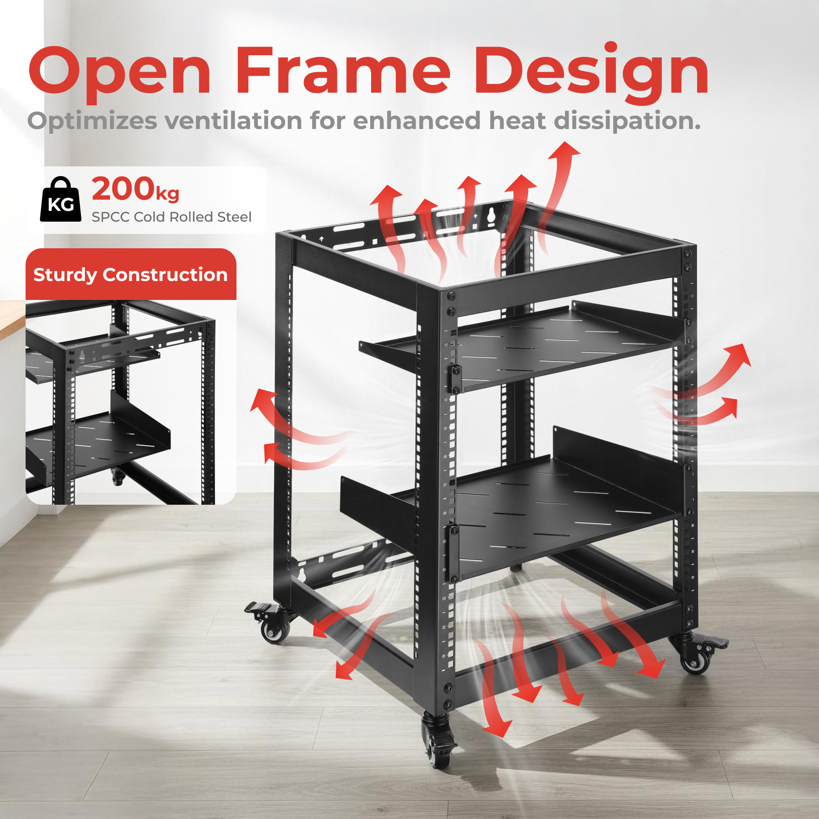 Lumivida Open Frame Server Rack 12U CAB-017-12U