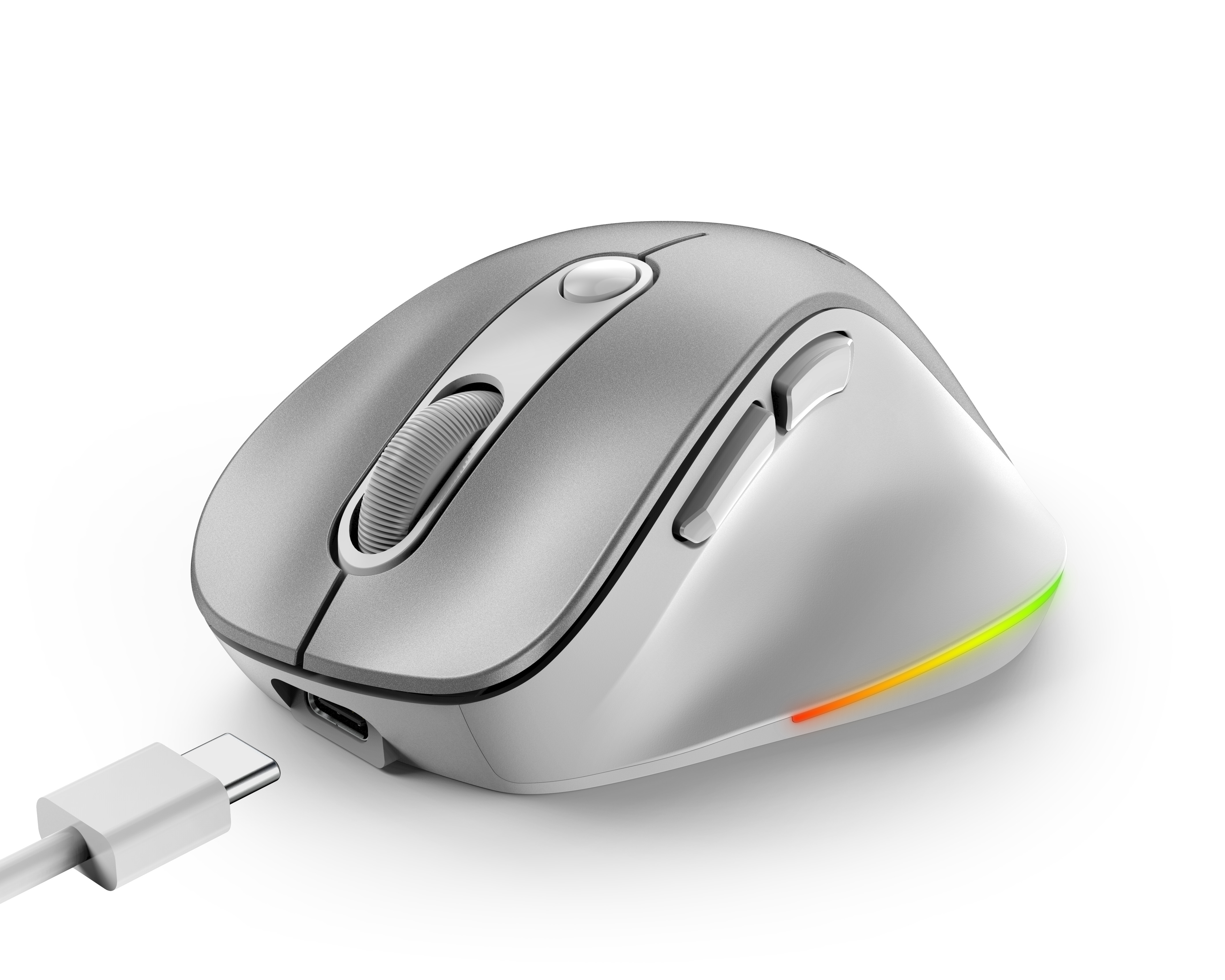 Genius Mouse Wireless+BT Rechargeable Mini RGB Ergo 9000S Pro Silver