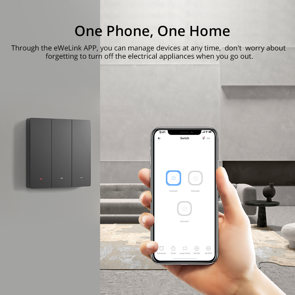 Sonoff M5 UK 1C ( 1 Button ) WiFi Smart Wall Mechanical Switch
