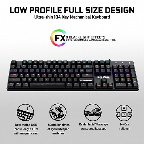 Armaggeddon SMK-6C PSYCHKESTREL Low Profile Blue Switch Mechanical Keyboard
