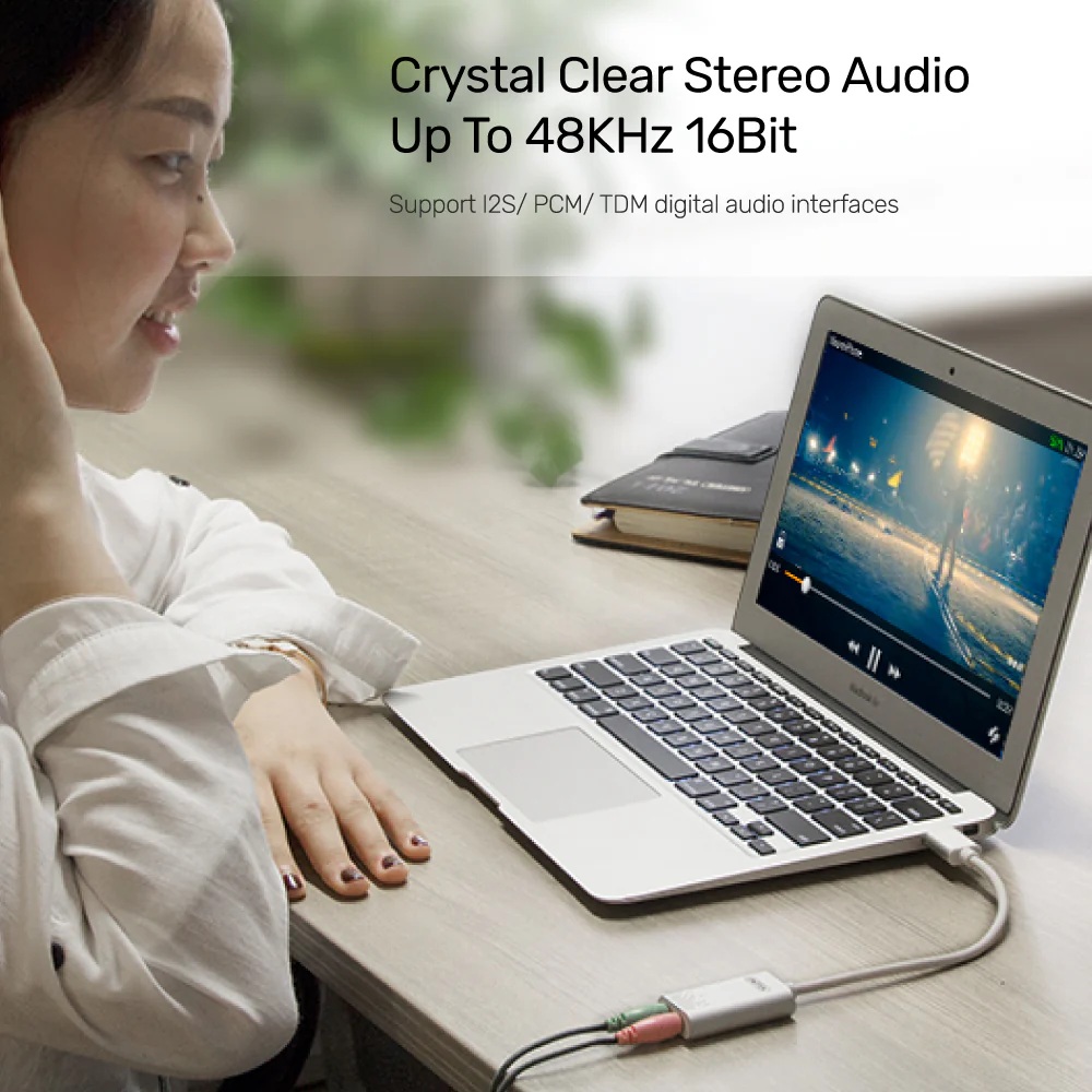 Unitek Y-247A External USB Soundcard USB-A to Stereo Audio Headset/Speaker and Microphone