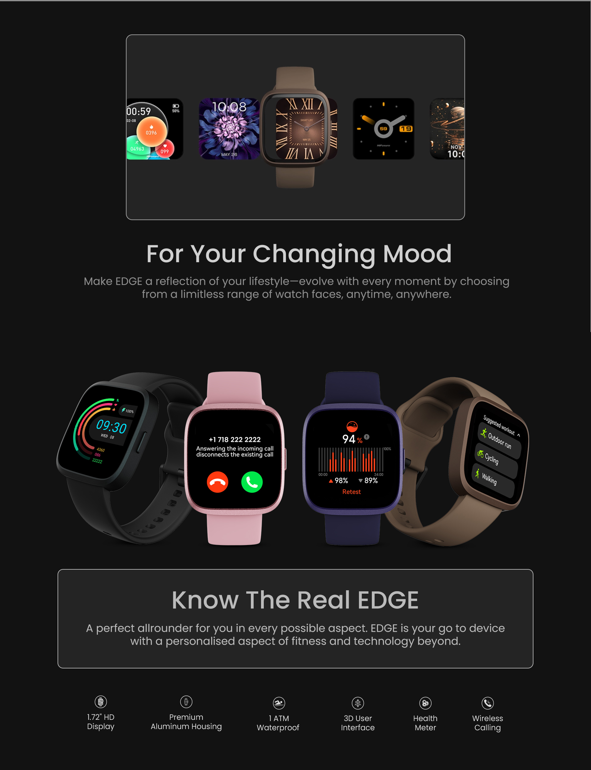 HiFuture Fashion SmartWatch EDGE Black