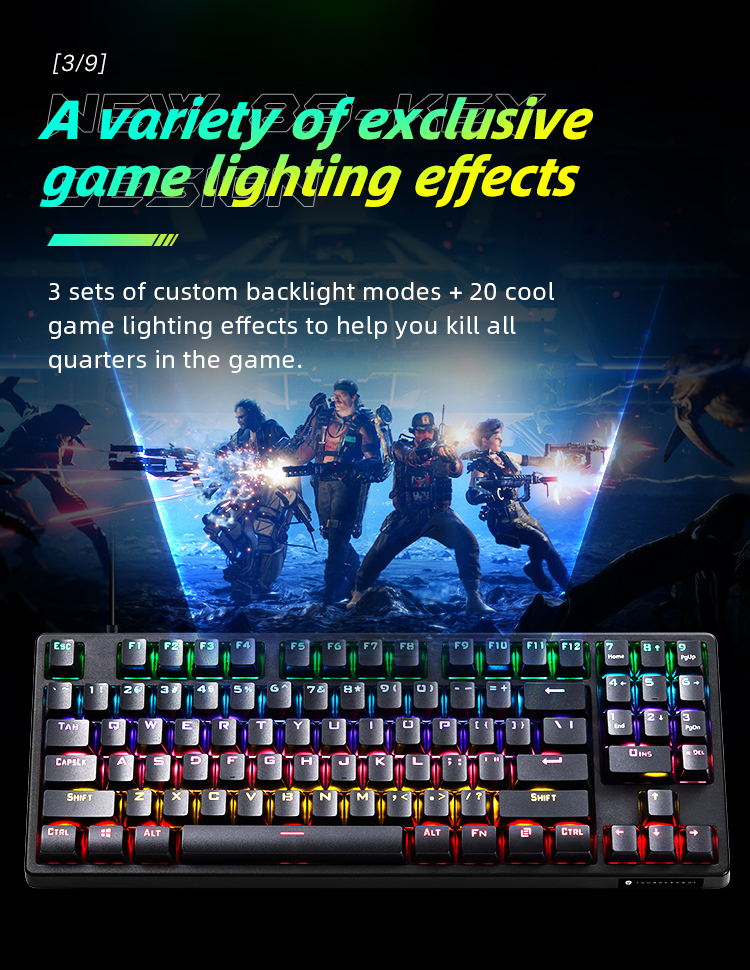 Thunderobot KG3089R Black Mechanical Gaming Keyboard 89 Blue Switch Keys