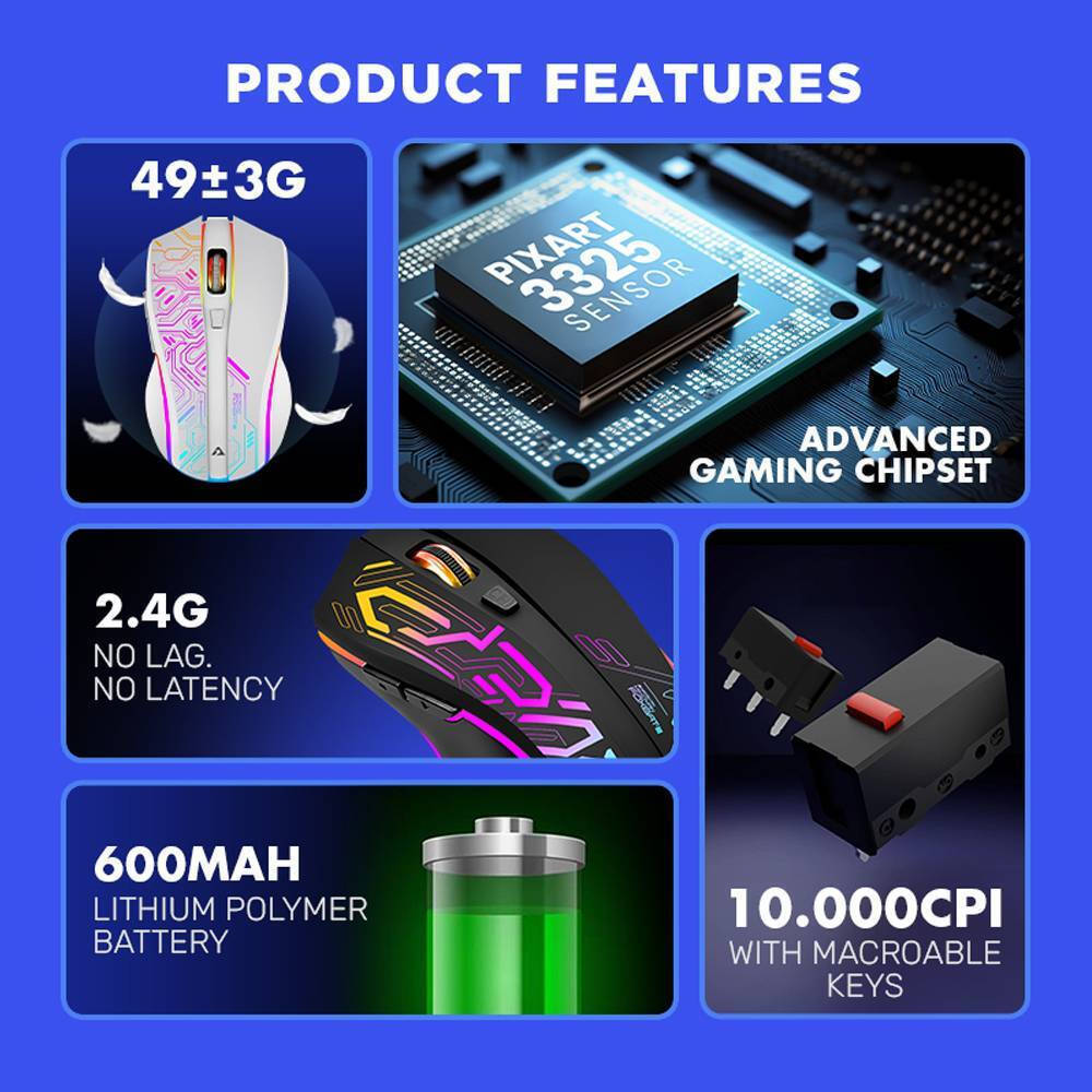 Armaggeddon Gaming Mouse Wired+2.4G Recharge FOXBAT-III CYBERPANK Black