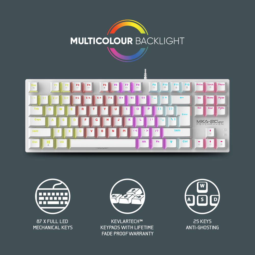 Armaggeddon MKA-2C NEO Black Mechanical Gaming Keyboard 87 Blue Clicky Keys
