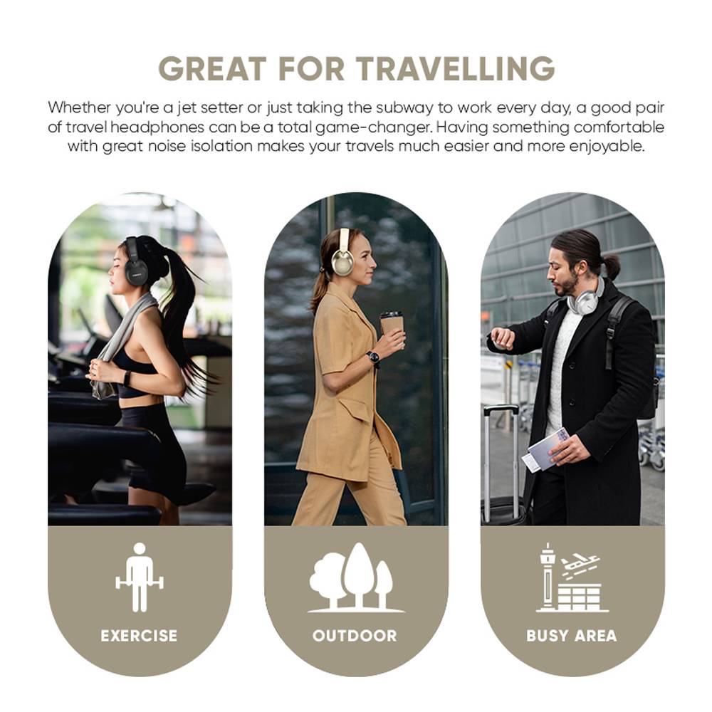 SonicGear Headphones Bluetooth AIRPHONE DNC3000 Champagne Gold