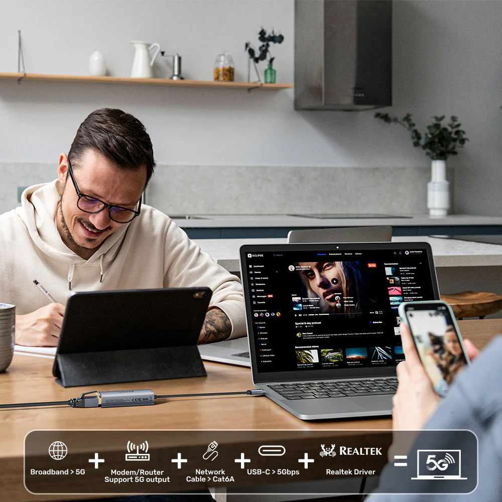 Unitek Converter USB-C to LAN 5GbE Ethernet U1343A