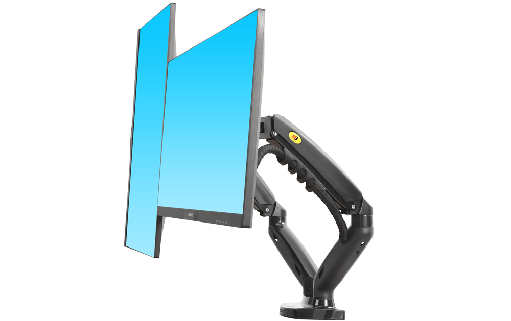 NBMounts F160 Gas Strut Desk Monitor Mount Dual Arms Black