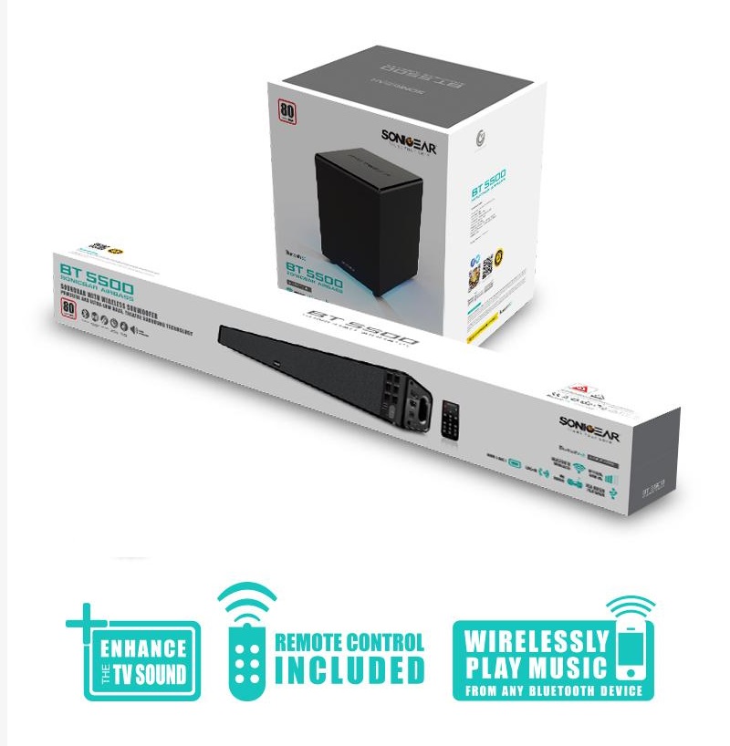 SonicGear BT-5500 160W Soundbar with Wireless SubWoofer BT-USB-FM-HDMI