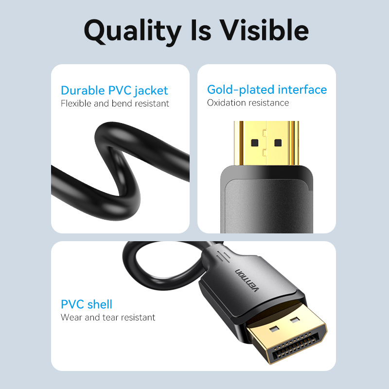 Vention DisplayPort to HDMI Cable 4K30Hz 1.0m PVC HFOBF