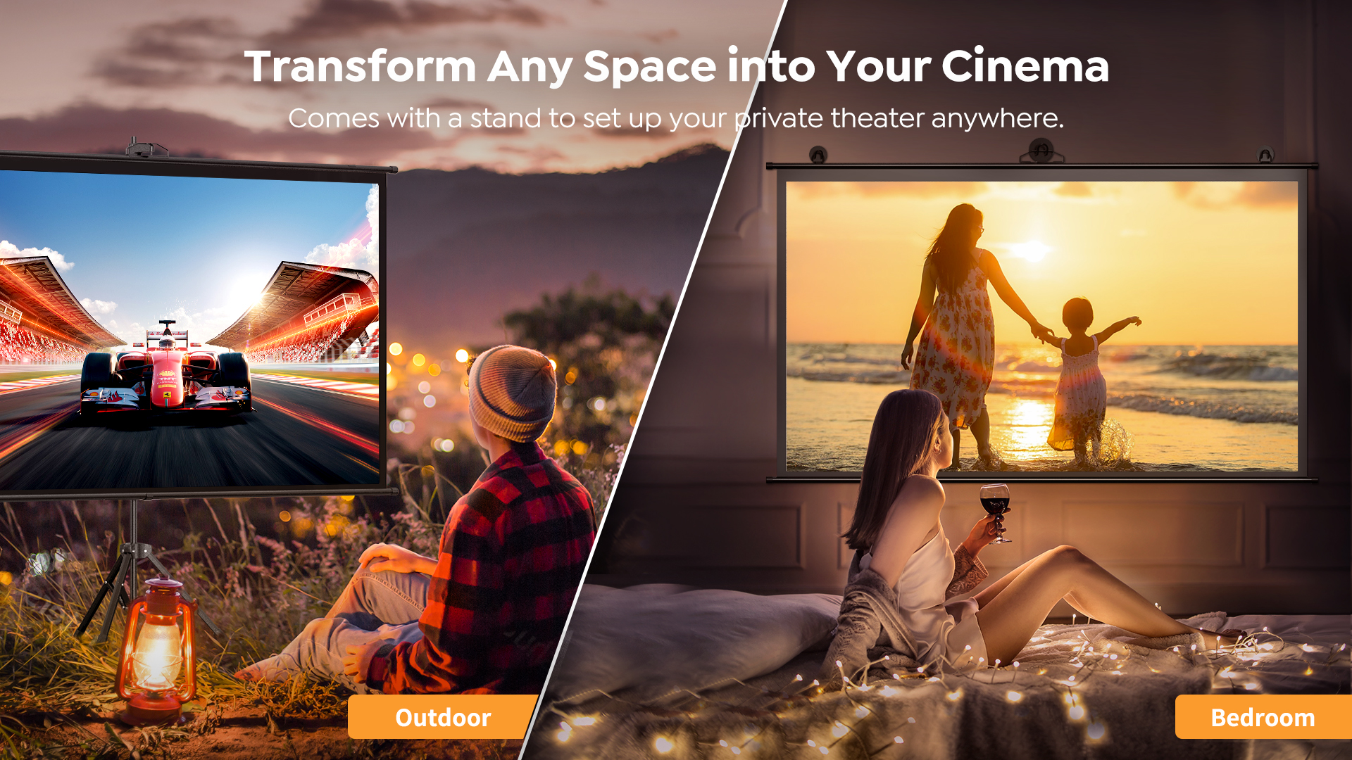 Yaber YS-100D Projector Tripod Screen 100''