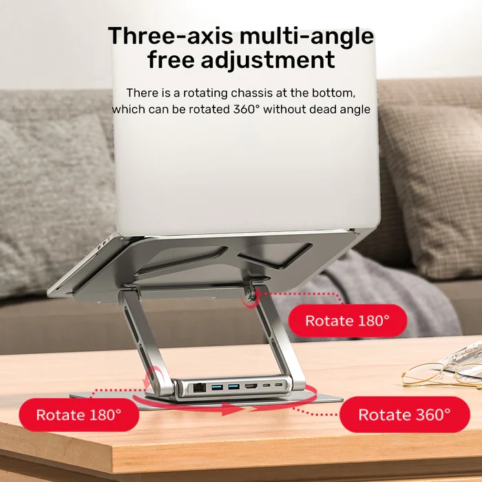 Unitek Laptop Stand with USB Hub 4K60Hz HDMI + Gb LAN + PD100W D1109A