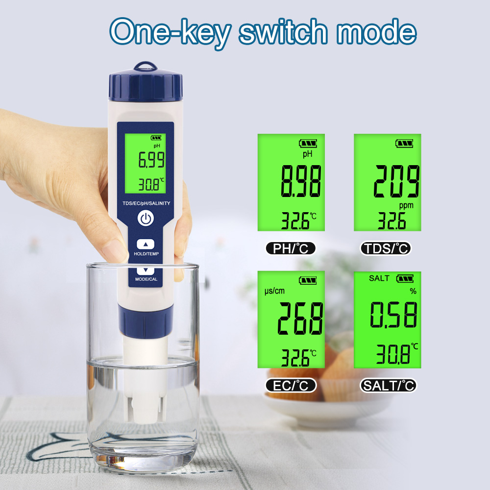 Noyafa Water Quality Tester with 5-in-1 Measurement (pH, TDS, EC, ORP, Temperature), Automatic Calibration, IP65 NF-EZ9909 SP