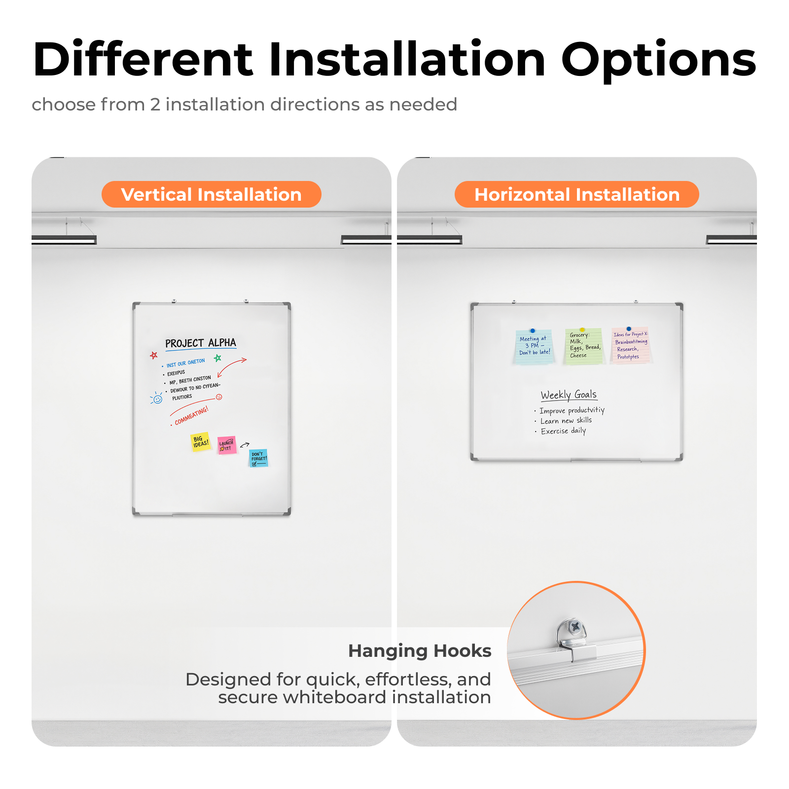 Lumivida Whiteboard Magnetic Dry-Erase Wall-Mounted Medium WB02-2