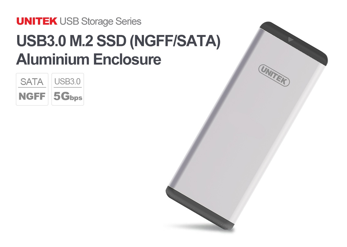 Unitek USB3.0 M.2 SSD SATA Aluminium Enclosure Y-3365
