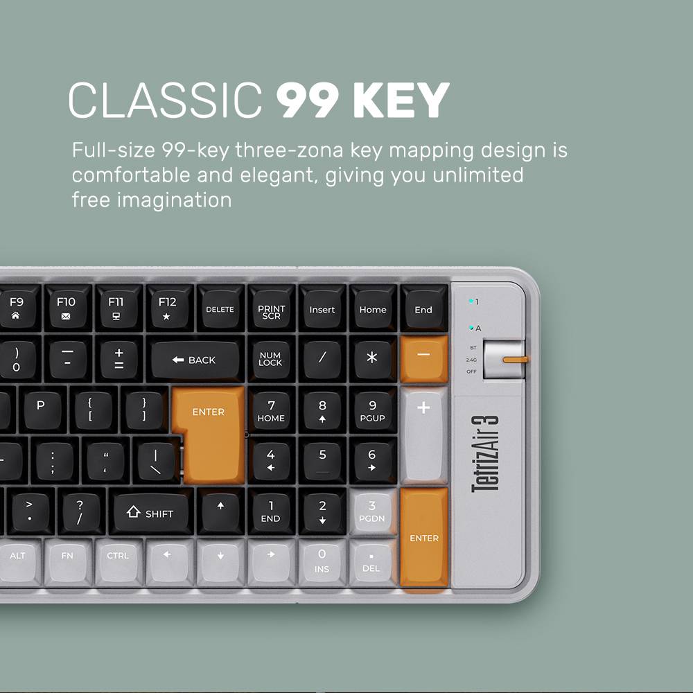 Alcatroz Tetriz Air 3 Wireless Keyboard 2.4G+BT Summer White