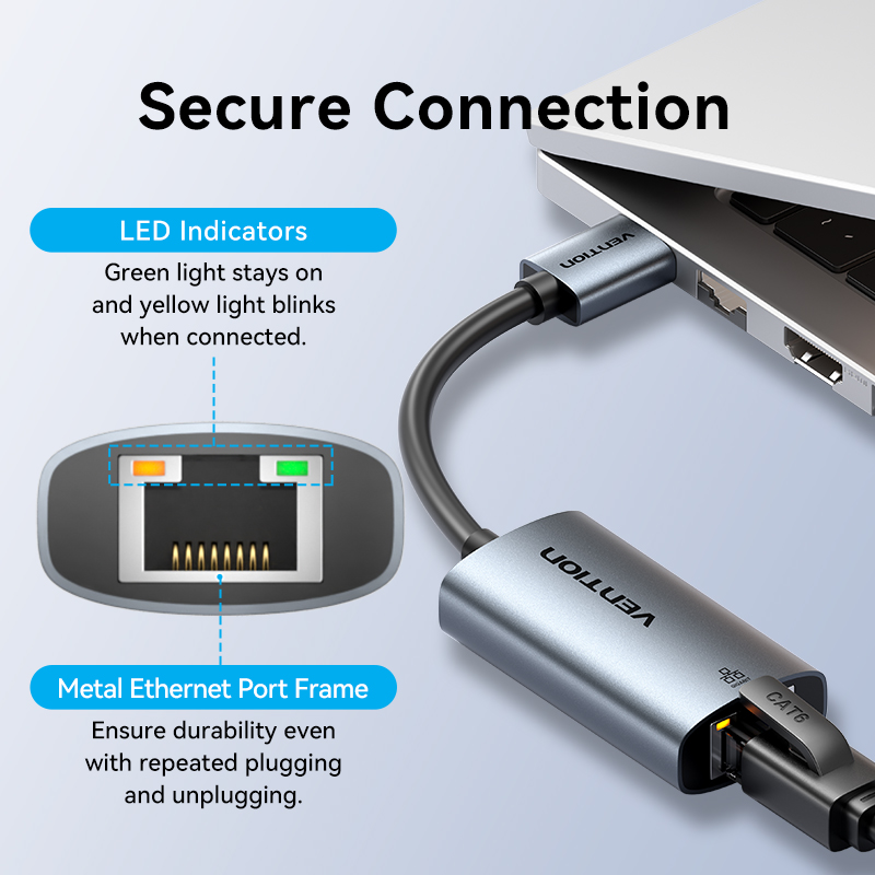 Vention Converter USB-A to Gigabit LAN Aluminium Grey CEZHB