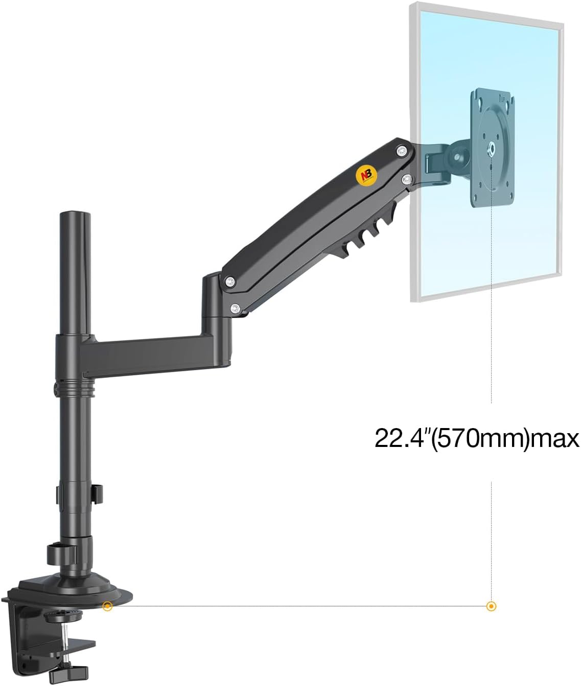NBMounts H100 Single Arm Gas Desktop Monitor Mount (upgraded version)